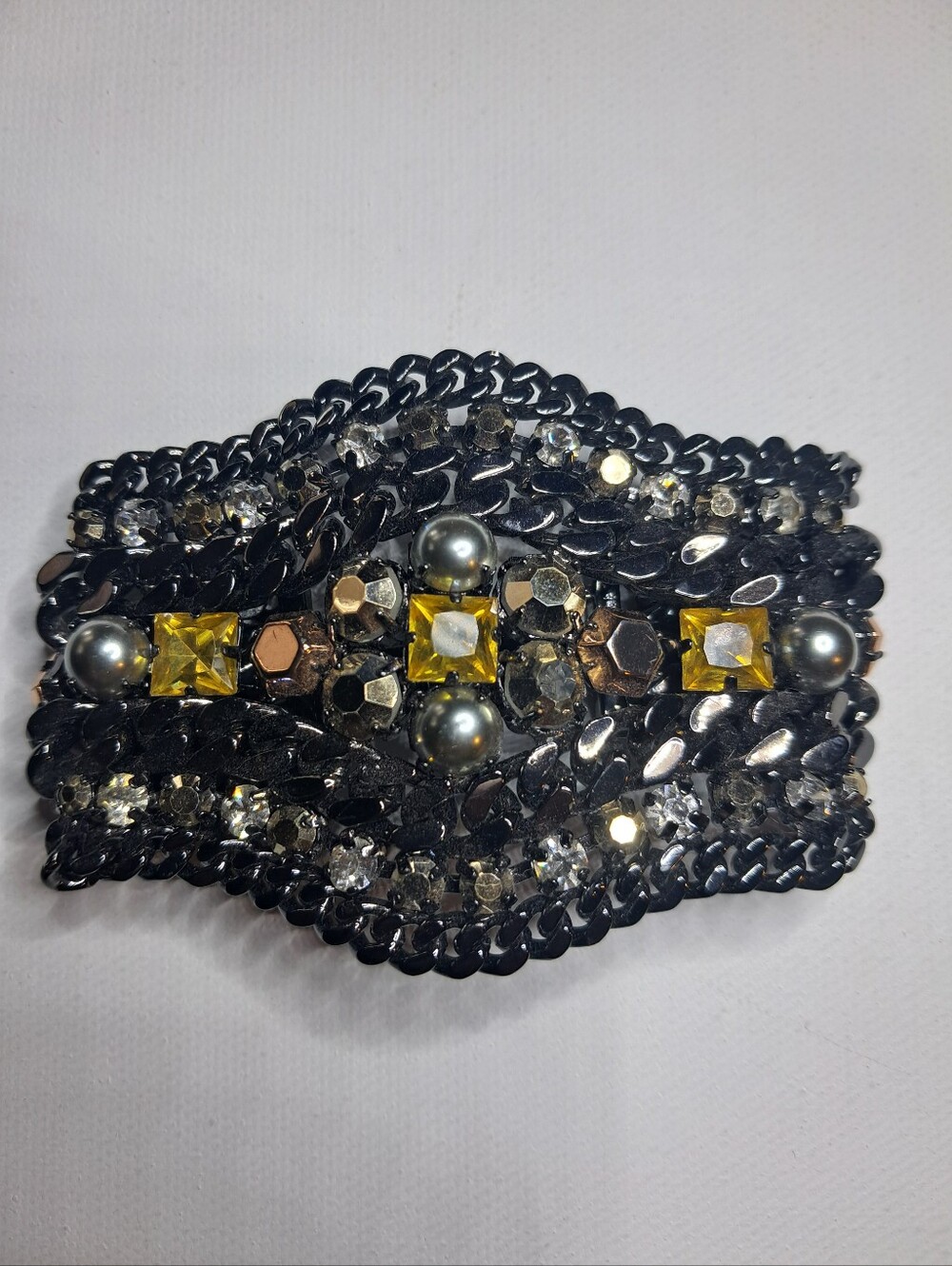 Stella & Dot Kahlo Statement Cuff Bracelet in Metallic Gunmetal